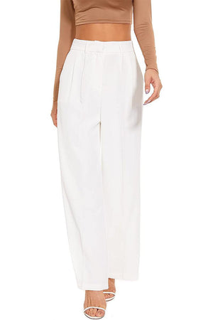 White Classically Vogue Business Trousers with high-waist, slim tailored fit, and soft stretch fabric for stylish comfort