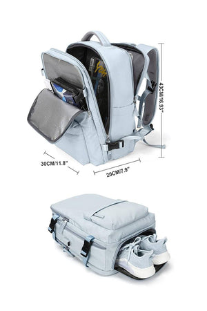 Chic Wanderlust Waterproof Backpack light gray with spacious compartments and ergonomic design for travel and daily use