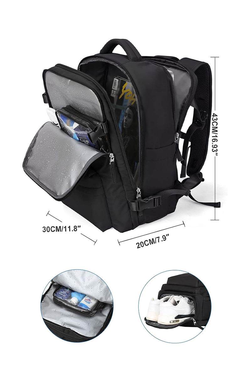 Chic Wanderlust Waterproof Backpack with multiple compartments, ergonomic design, and durable waterproof fabric.