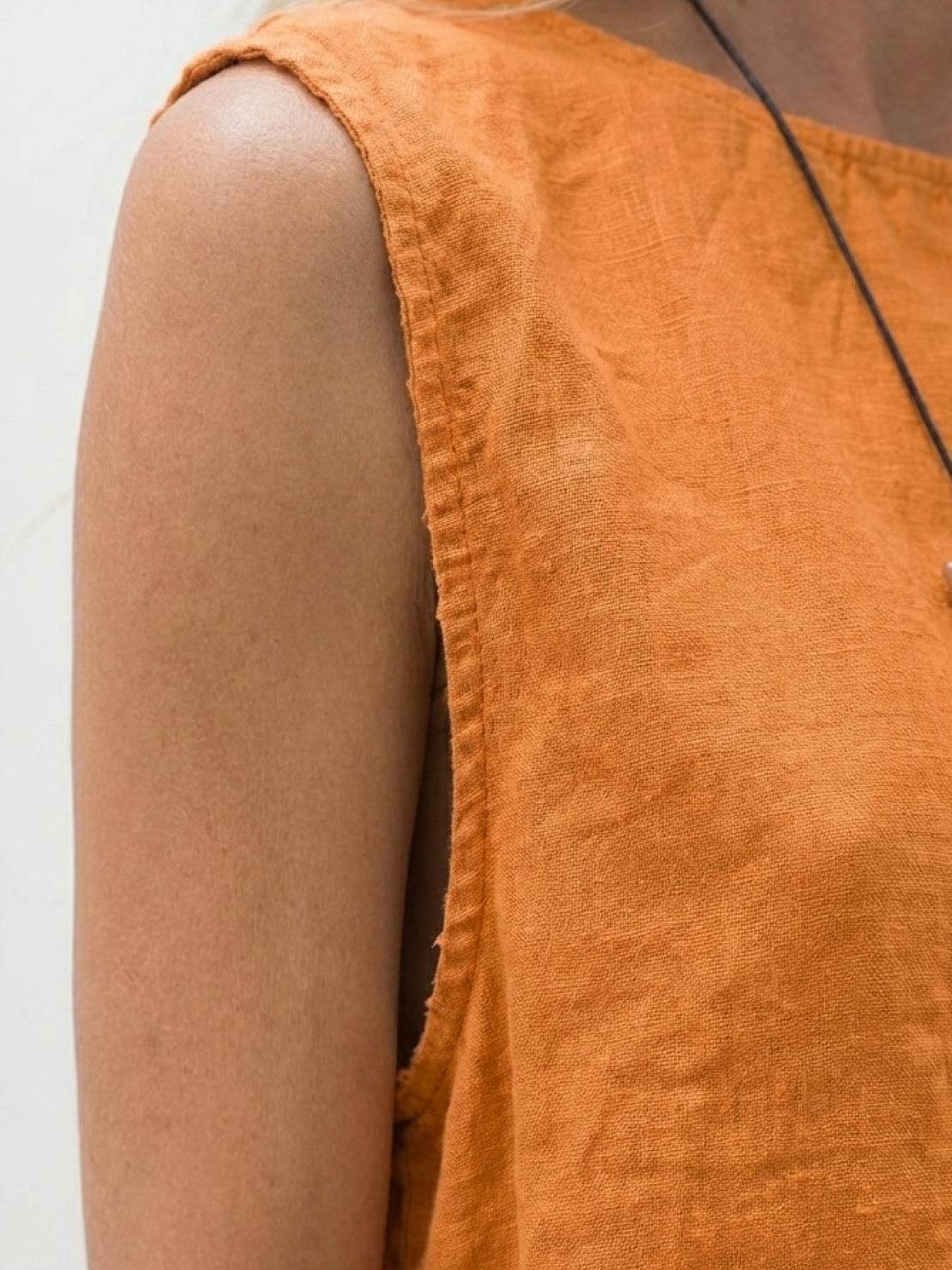 Lightweight 100% cotton crinkle sleeveless co-ord with elastic waist pants