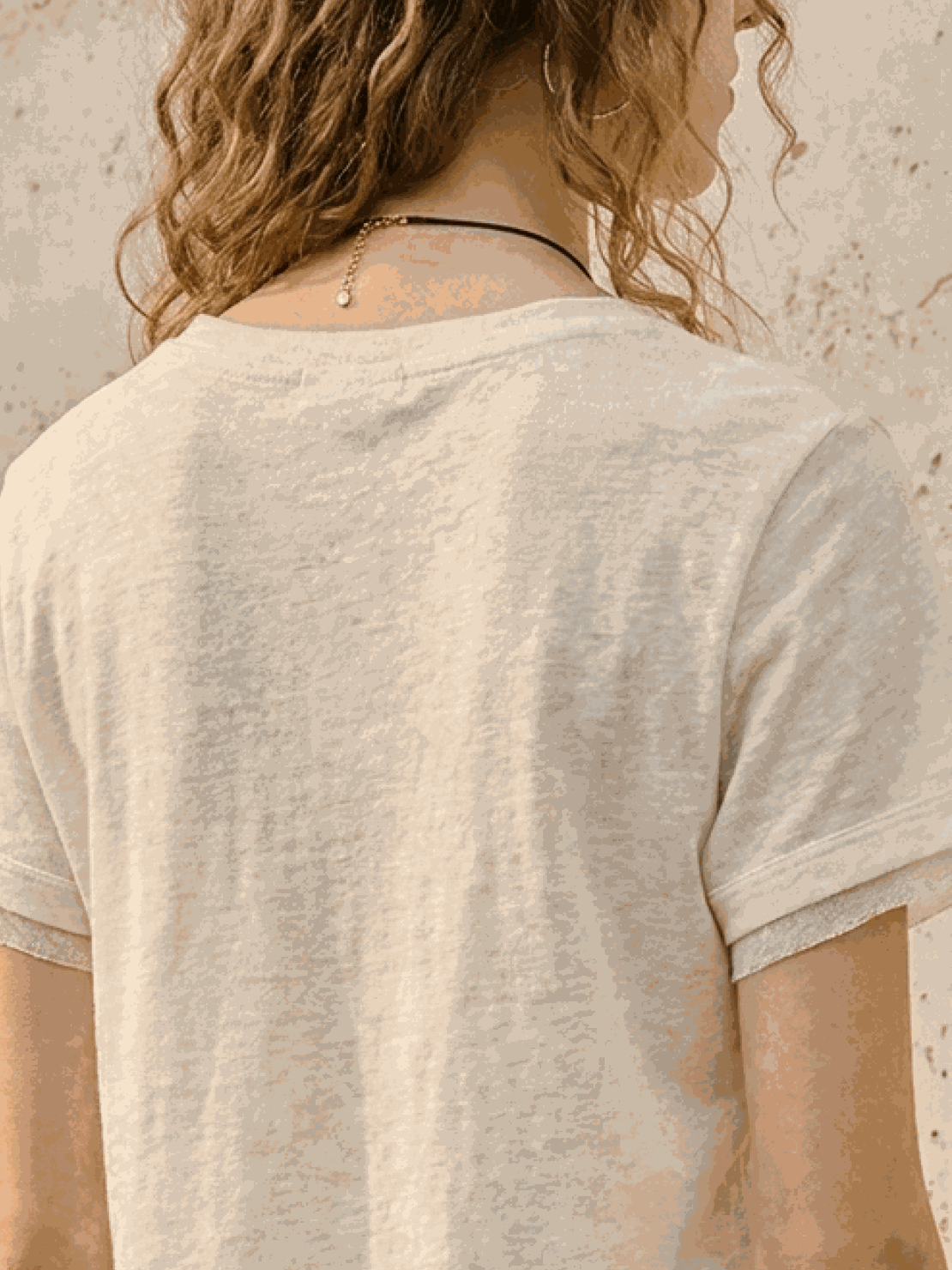 100% linen rolled cuff tee with contrast inner lining and relaxed scoop neckline in white, yellow, and pink options