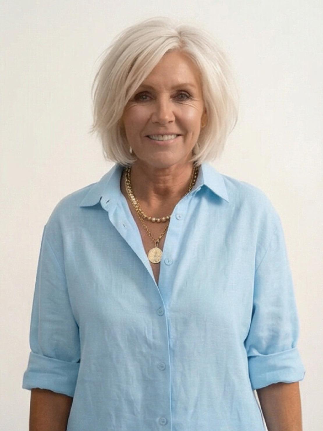 Model wearing oversized 100% cotton shirt and wide-leg pants co-ord set in relaxed fit