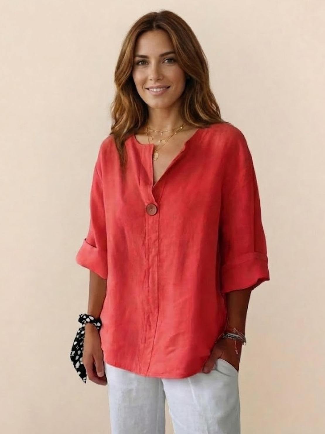 Pure Linen Age-Defying Shirt with elegant button detail in breathable soft fabric