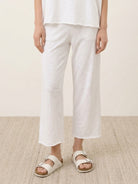 Cotton-blend capelet lounge set with mock neck top and wide-leg pants in relaxed fit