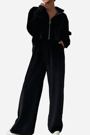 Zip Up + Wide Leg Pants Leisure Two-Piece Co-ord