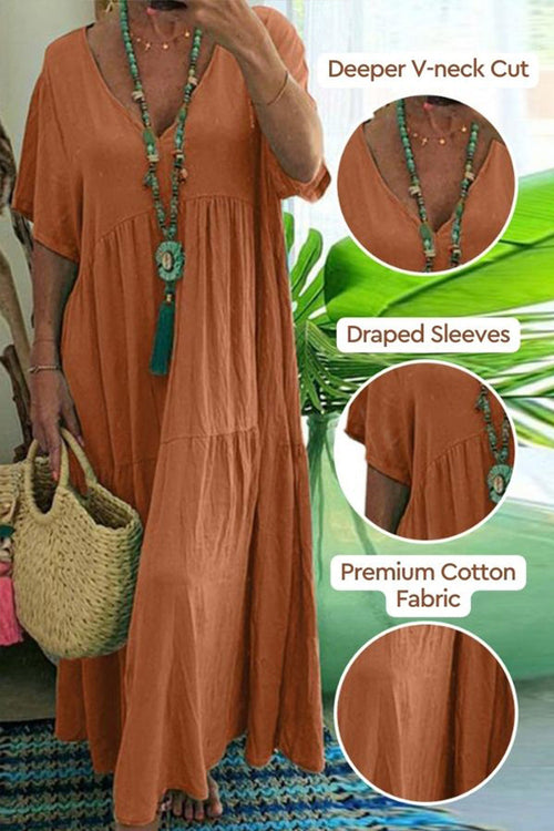 V-neck Two-Tiered Maxi Swing Dress