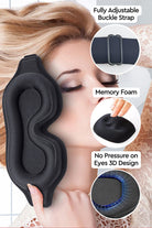 Travel Comfy Kit with memory foam eye mask, adjustable strap, and 3D design for pressure-free comfort