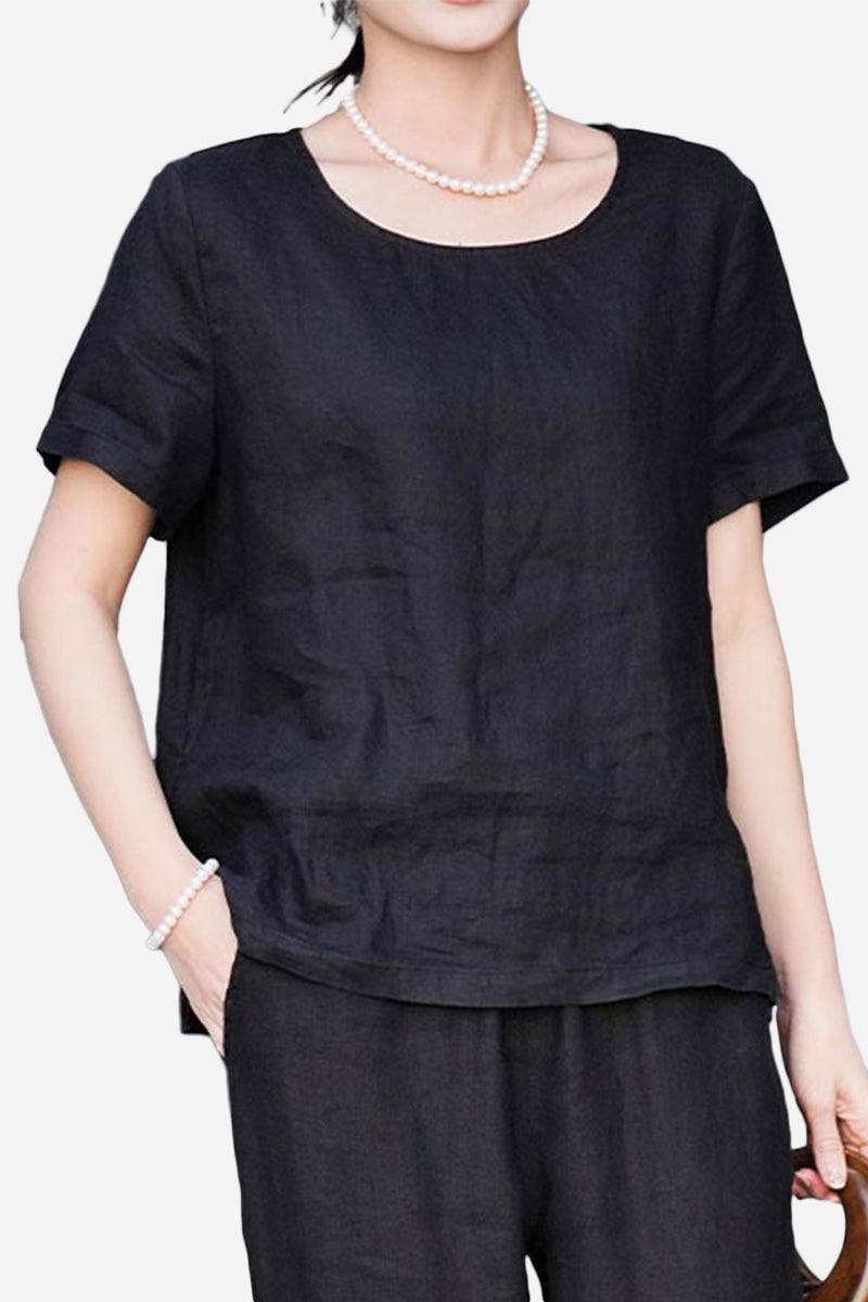 white 100% pure linen breathable classic shirt on mannequin