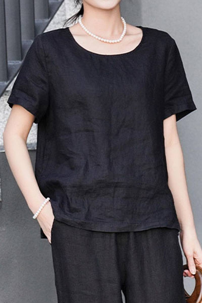 100% pure linen breathable classic shirt with relaxed fit and natural texture