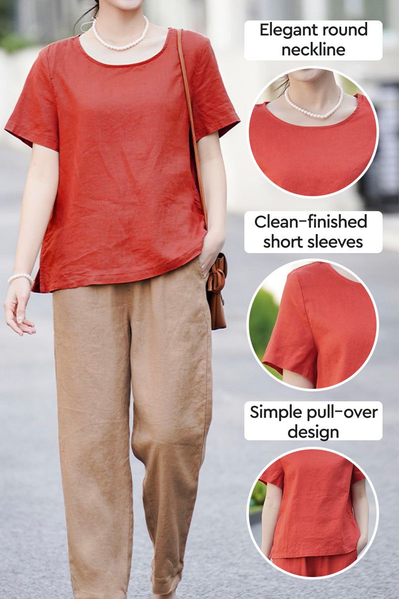 100% pure linen breathable classic shirt in soft natural fabric for summer comfort