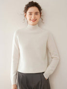 Elegant 100% Italian cashmere sweater with mock-neck and regular fit, soft and lightweight for versatile wear