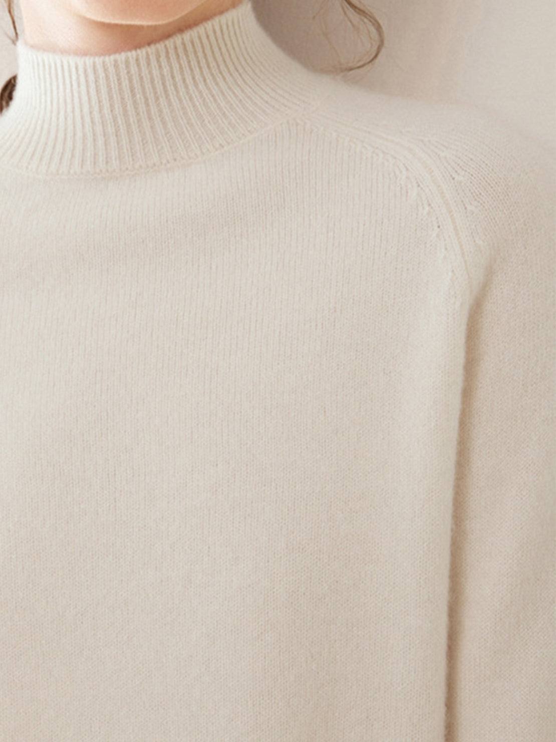 Lightweight Italian cashmere sweater with mock-neck and regular fit for elegant, breathable warmth