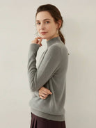 Elegant 100% Italian cashmere sweater with mock-neck and regular fit, soft and lightweight for all-day comfort