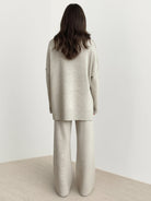 soft-knit turtleneck two-piece set with relaxed fit and wide-leg pants