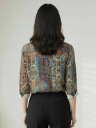 floral button-down shirt with long sleeves and relaxed fit for casual and workwear