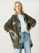 CloudKnit oversized hooded shacket with waffle knit texture and relaxed fit