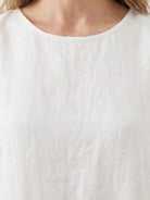 Lightweight 100% cotton linen sleeveless maxi dress with round neckline and loose ankle-length silhouette