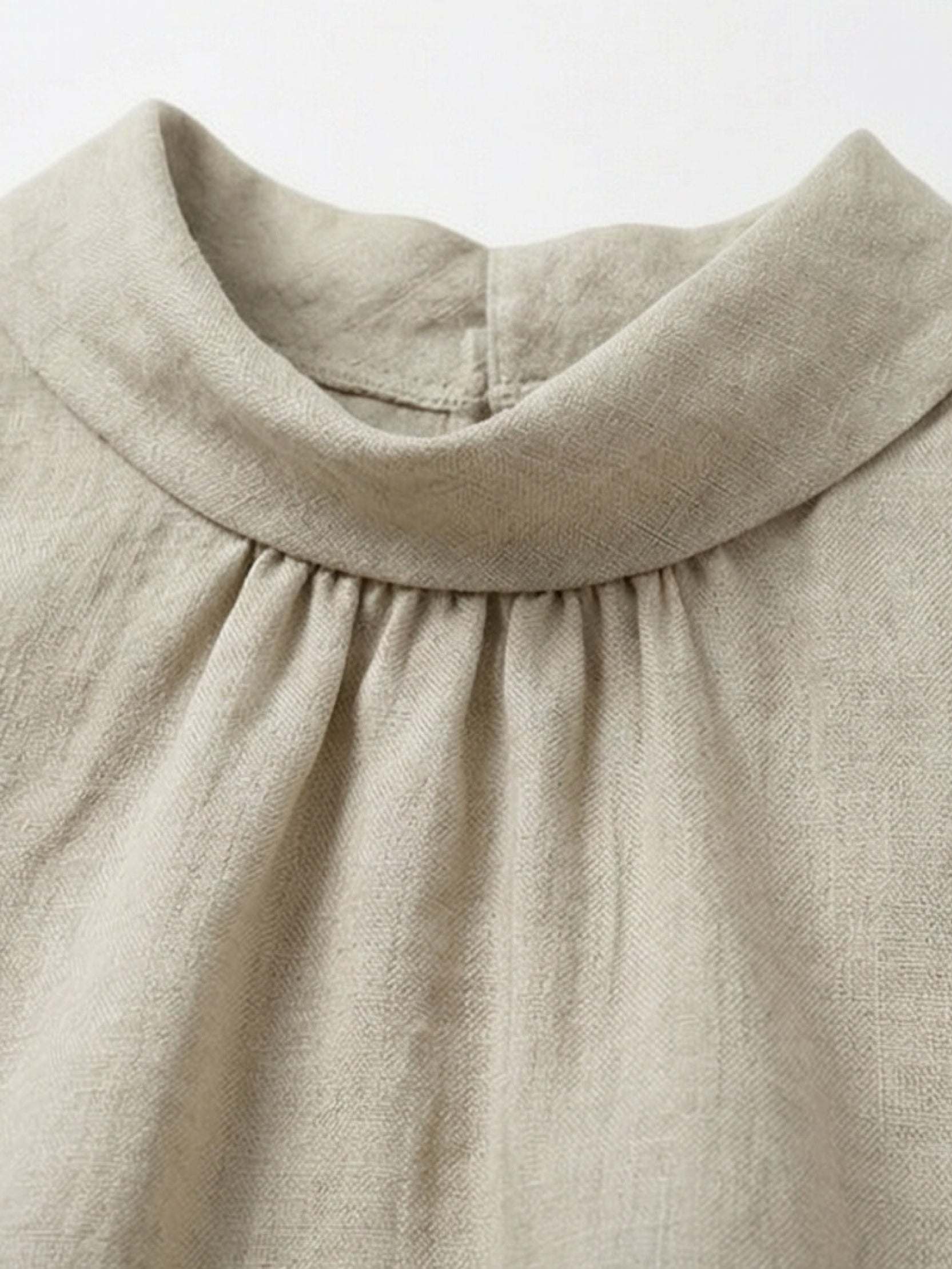 100% linen sleeveless cowl-collar top with boxy silhouette and slight A-line hem flare