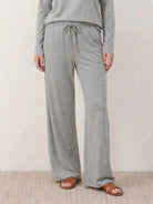 Lightweight cotton-linen lounge set with boxy short-sleeve top and wide-leg pants