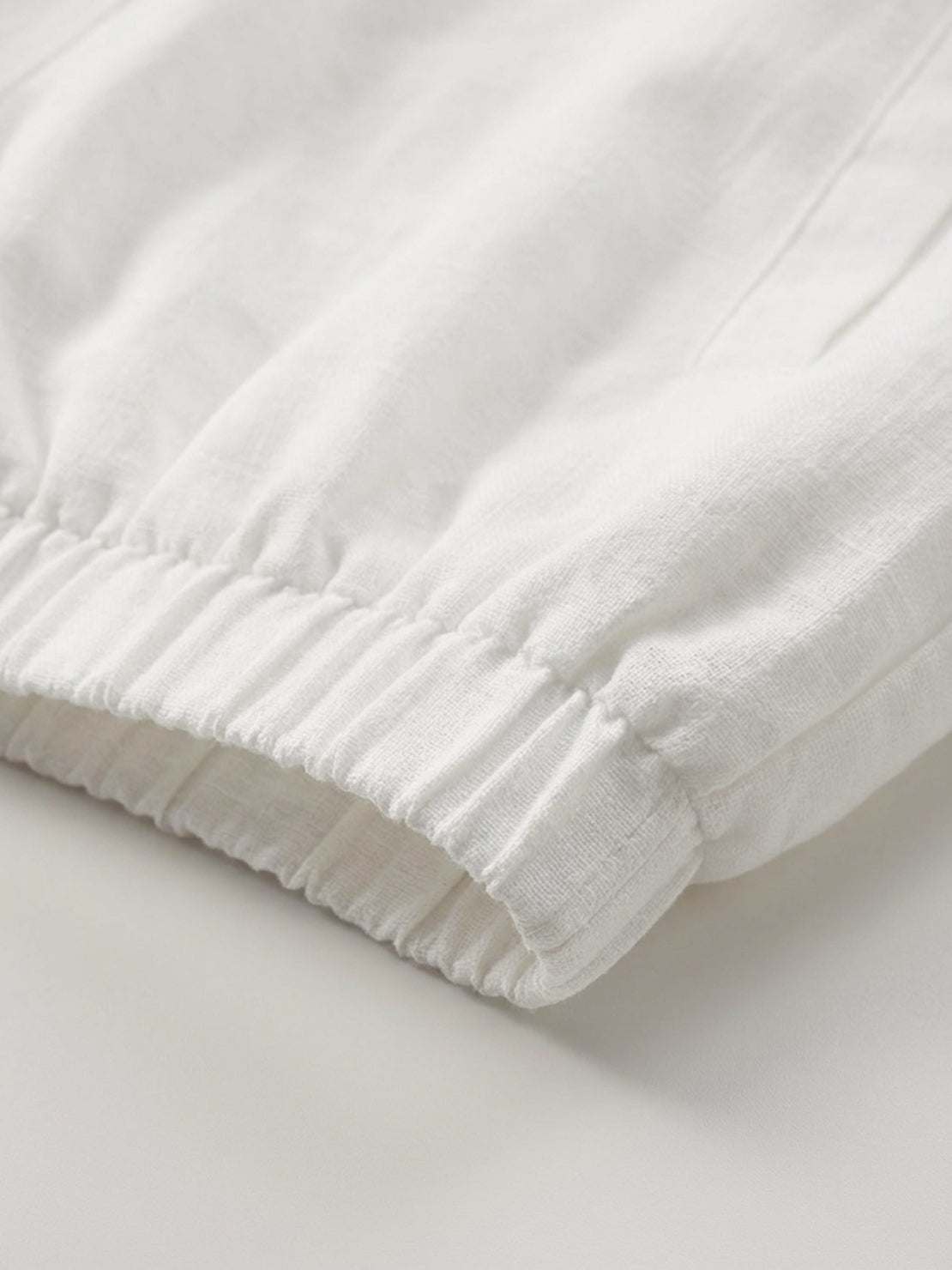 Cropped Linen-Lyocell Zip Bomber Jacket with ribbed waistband and chest pocket in natural herringbone weave