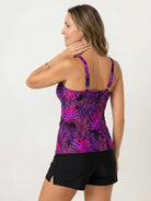 Classic V-Notch Tankini Set with ruched top and high-waist shorts in solid colors