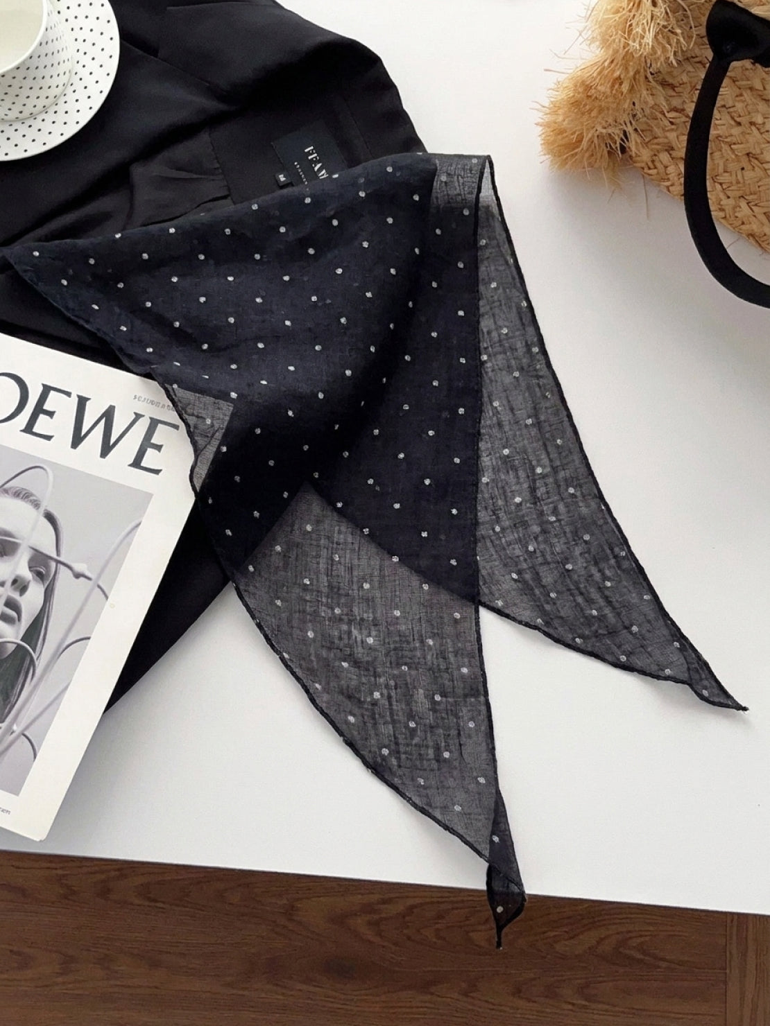 100% linen neck scarf with checkered pattern and natural rolled edges, lightweight and breathable fabric accessory for versatile styling