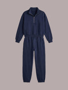 cotton-blended two-piece tracksuit with zip-front top and straight-leg pants