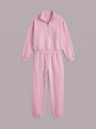 cotton-blended two-piece tracksuit with zip-front top and straight-leg pants