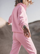 cotton-blended two-piece tracksuit with zip-front top and straight-leg pants in relaxed fit