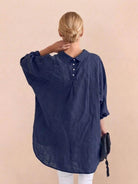 oversized relaxed fit 100% cotton linen shirt with dropped shoulders and back pleat detail