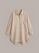 relaxed oversized 100% cotton linen shirt with dropped shoulders and back pleat detail