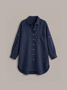 oversized relaxed fit cotton linen shirt with dropped shoulders and back pleat detail