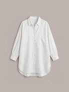 Oversized relaxed cotton linen shirt with dropped shoulders and back pleat detail