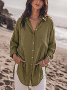 oversized relaxed cotton linen shirt with dropped shoulders and back pleat detail