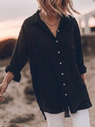 relaxed oversized 100% cotton linen shirt with dropped shoulders and back pleat detail