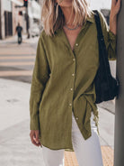 relaxed oversized 100% cotton linen shirt with dropped shoulders and back pleat detail