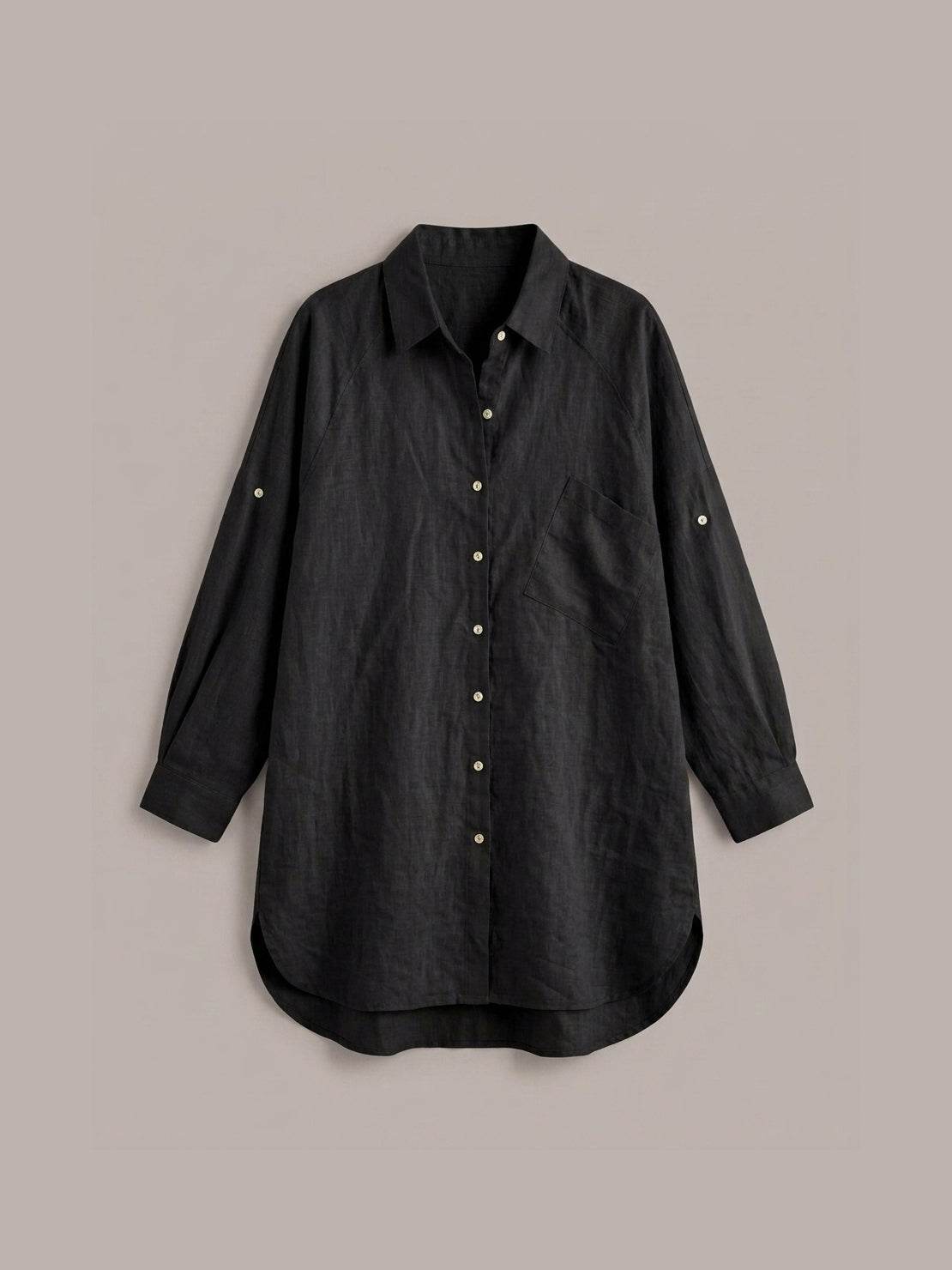 relaxed oversized cotton linen shirt with dropped shoulders and back pleat detail