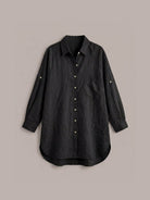 relaxed oversized cotton linen shirt with dropped shoulders and back pleat detail