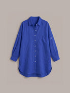 relaxed oversized 100% cotton linen shirt with back pleat and dropped shoulders