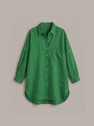oversized relaxed cotton linen shirt with dropped shoulders and back pleat detail