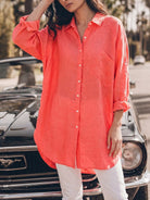 relaxed oversized 100% cotton linen shirt with dropped shoulders and back pleat detail