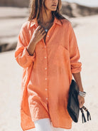 relaxed oversized 100% cotton linen shirt with dropped shoulders and back pleat detail
