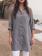 relaxed oversized 100% cotton linen shirt with dropped shoulders and back pleat detail