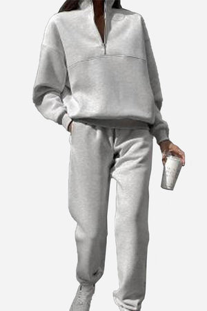 Classic Airplane Set gray cotton blend tracksuit with pullover and joggers for travel comfort