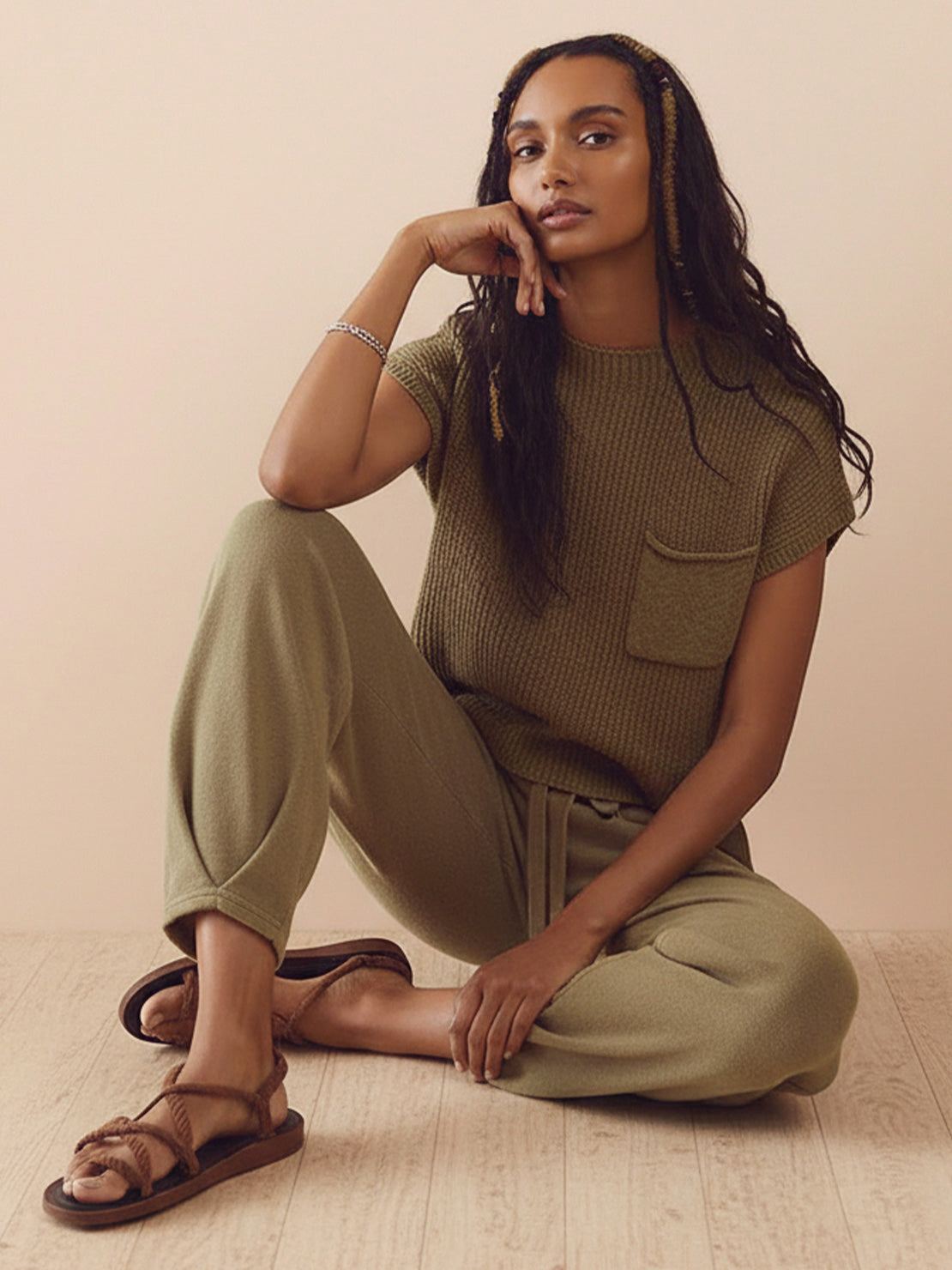 comfy couture knit sweater two-piece set with relaxed fit and soft fabric