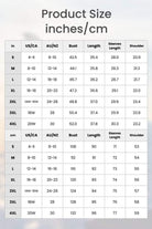 Size chart for Barbara Pink Raincoat with bust, length, sleeves, and shoulder measurements in inches and cm for sizes S to 4XL