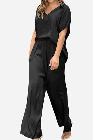 Sophisticated Casual: Wide-leg Two-piece Trouser Suit